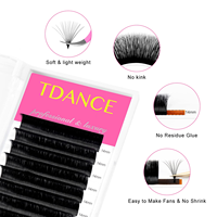 TDANCE Individual Eyelash Extensions Classic Makeup Lashes Matte Black C/D Soft Natural 16 Lines Synthetic PBT Fiber Volume Lash