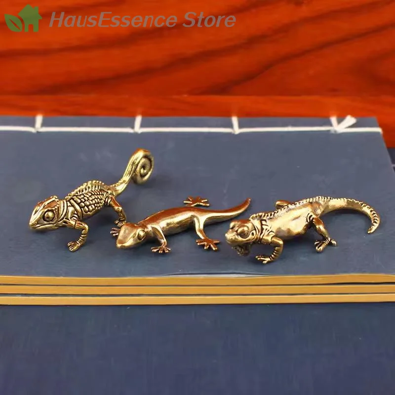 ※Lizard Exceptional Figure House Decoration Small Ornaments Antique Brass Animal Figurines Tea Pet Desk Decorations House