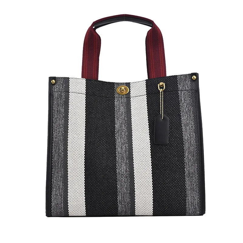 Tote Bag for Women Canvas Stripe Handbag Broadband One Shoulder Crossbody Bag  bag for women