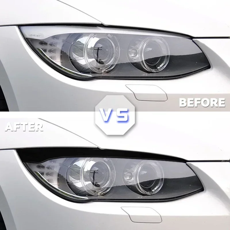 For BMW E92 E93 2007-2014 Glossy Black ABS Plastic Front Headlight Eyebrow Eyelid Lid Trim Lamp Cover Sticker Car styling