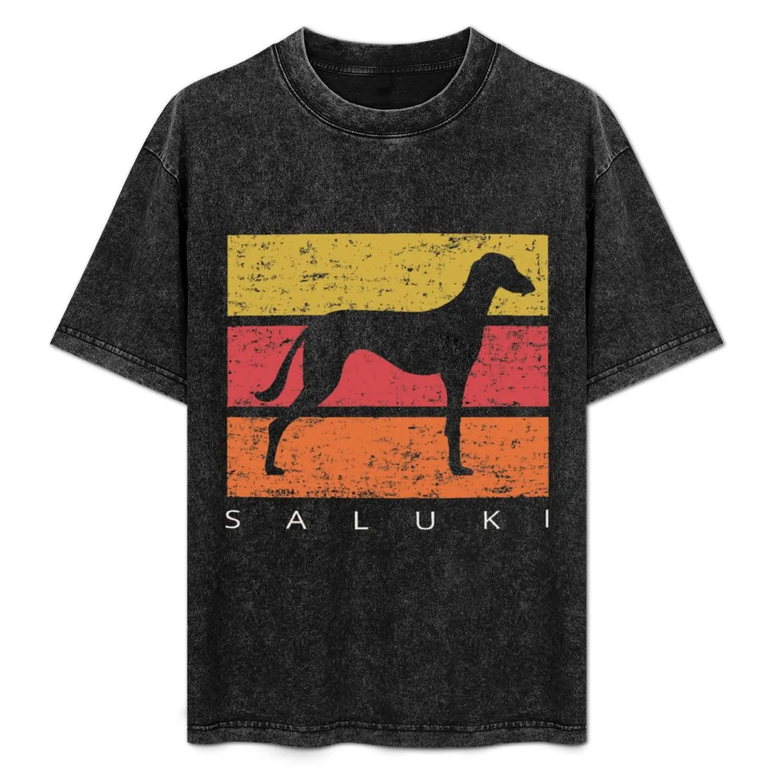 

Saluki Retro Vintage Design Distressed T-Shirt Big Size Loose Fit Tee Shirt