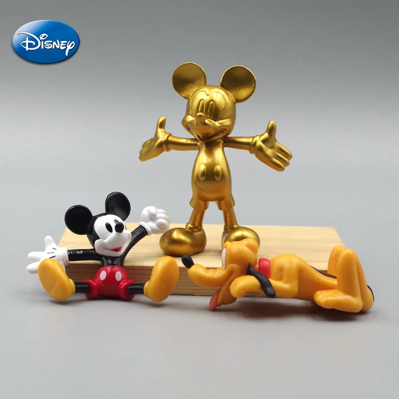 Disney Anime Mickey Mouse Kawaii Model Dolls Cartoon Pluto Figurine Party Cake DIY Decorations Ornament Doll Kids Xmas Gifts