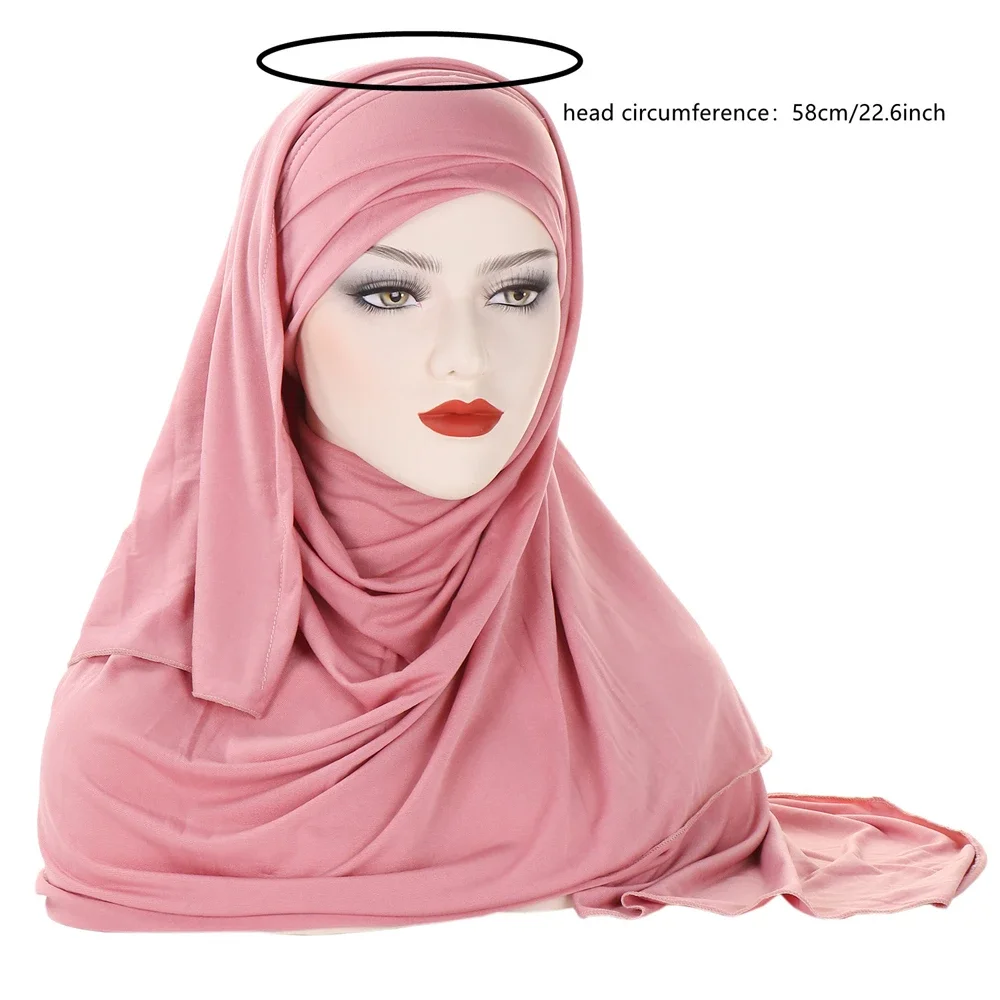 One Piece Amira Instant Hijab Scarf Muslim Women Pull On Ready Wear Scarf Shawl Islamic Turbante Headwrap Scarves Bandana Solid