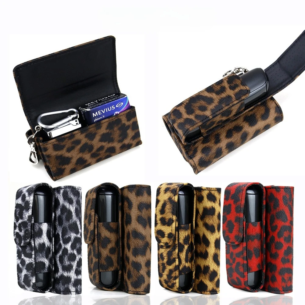 Suitable for Ploom Aura Case Cover Leopard Print Portable Cigarette Case, Leather Protective Case Retro Style Case for Cigarette