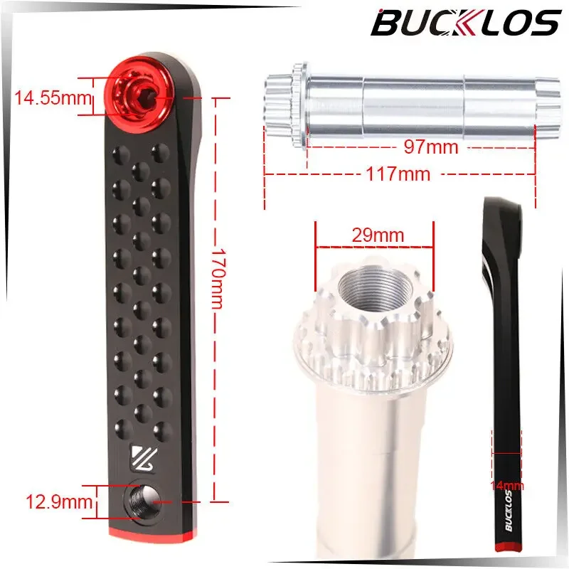 BUCKLOS 170mm Crank Arm Set Spindle 29mm Single And Double Chainring Aluminum Alloy Bicycle Crank