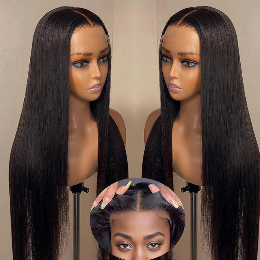 

Прямые парики из натуральных волос с кружевной передней частью 6X4, 5X5, безклеевые парики из натуральных волос 13X6, 13X4, прозрачные кружевные фронтальные парики, плотность 180%