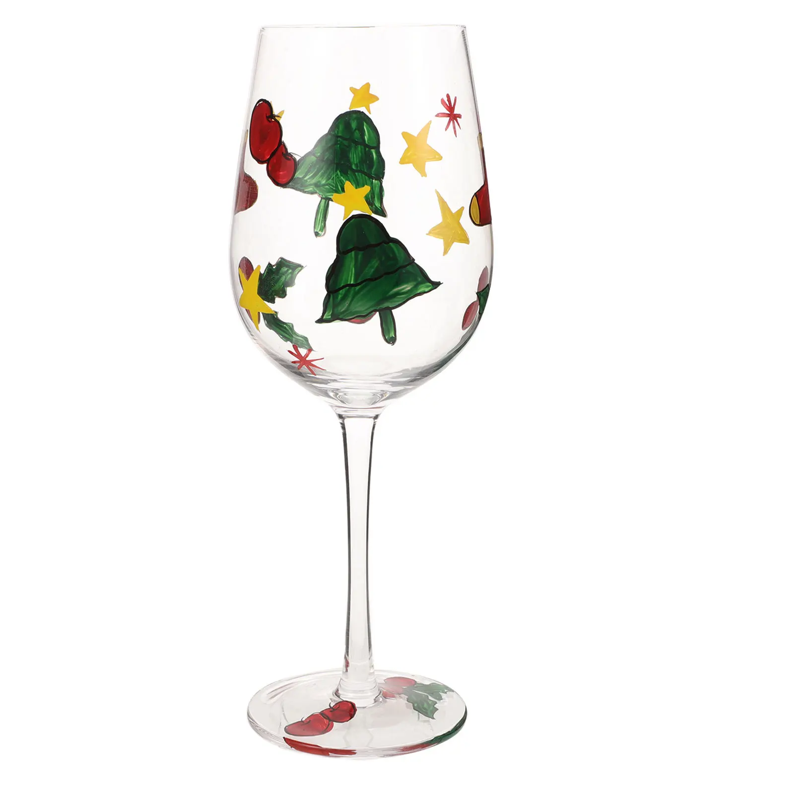 

Christmas Glass Goblet Hand-Painted Wine Cup Creative Design Safe Lightweight Reusable Gift Xmas Wine Glass