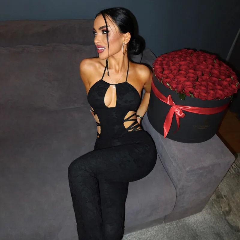 

Sexy Hollow out Waist Design Pants for Women High Waist Long Pants Polyester Fabric Trendy Hot Girl Faionable