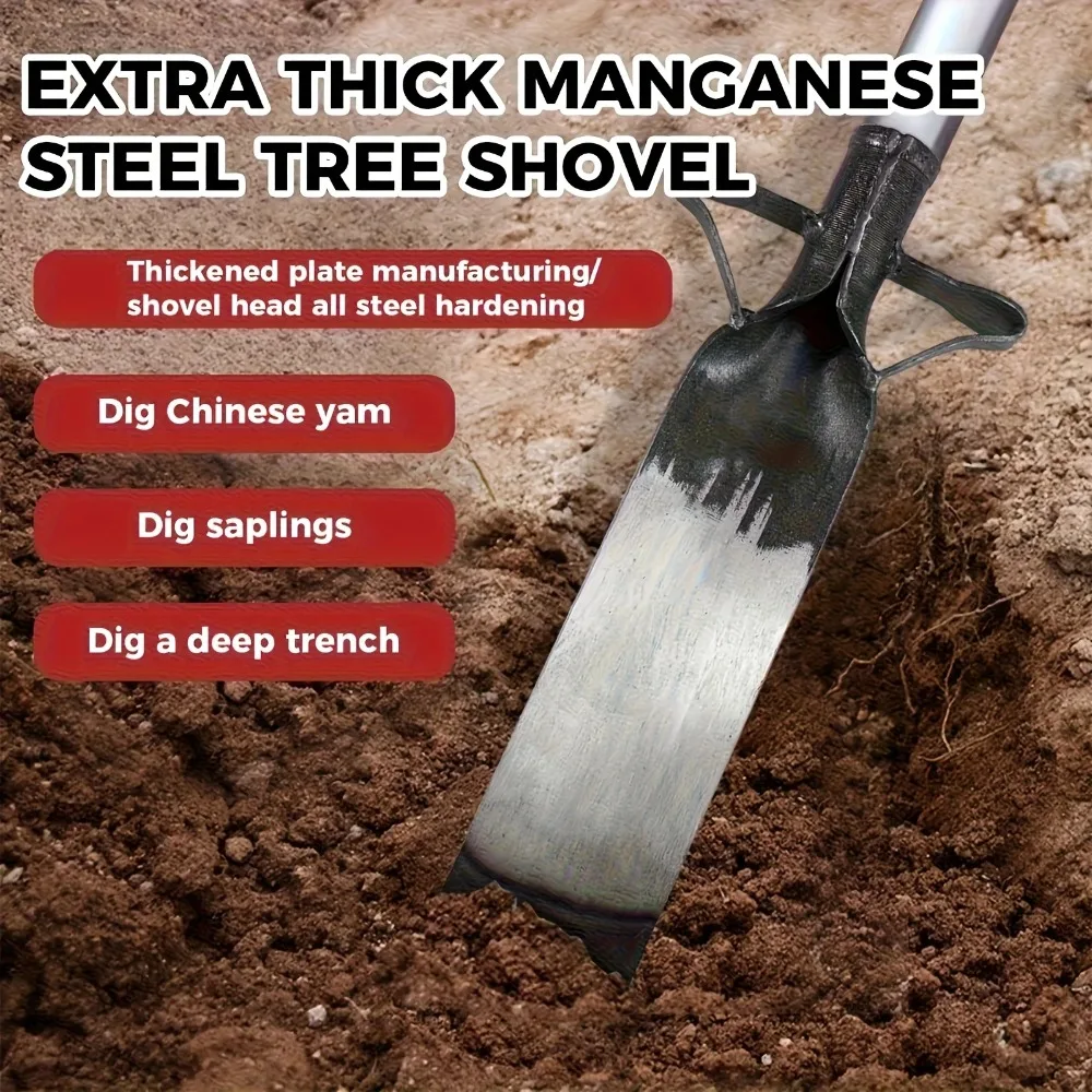 Heavy-Duty Manganese Steel Garden Spade Agricultural Weed Removal Thickened Digging Shovel for Bamboo Tree Root Outdoor Tool