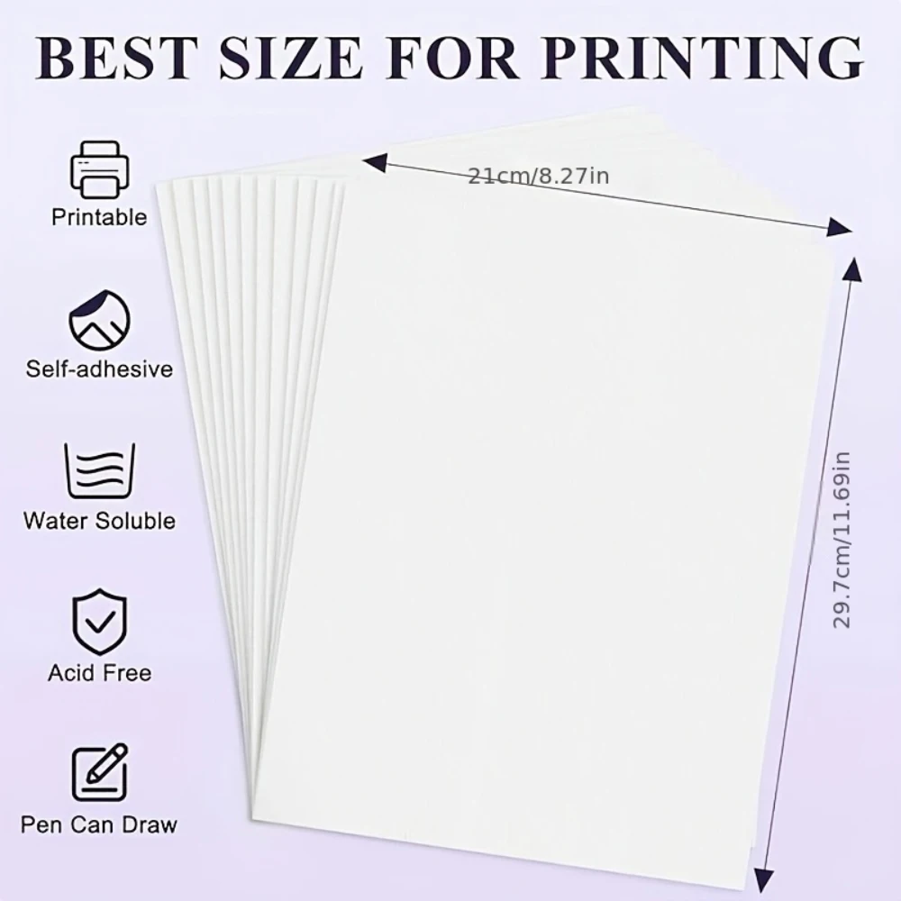 Printing Water Soluble Stabilizer Wash Away Machine Embroidery Stabilizer Paper A4 5sheets for DIY Sewing Embroidery Accessory