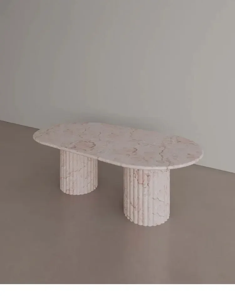 

Кофейный столик во французском стиле из натурального мрамора, приставной столик в скандинавском стиле цвета крем, итальянская минималистичная мебель для небольших квартир.