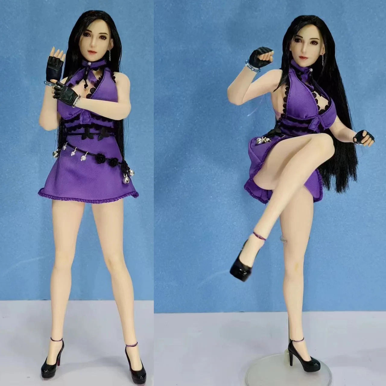 

In Stock 1/6 Scale female dolls clothes Tifa purple dress cosplay fit 12'' TBLeague JIAOU DOLL action figure body model