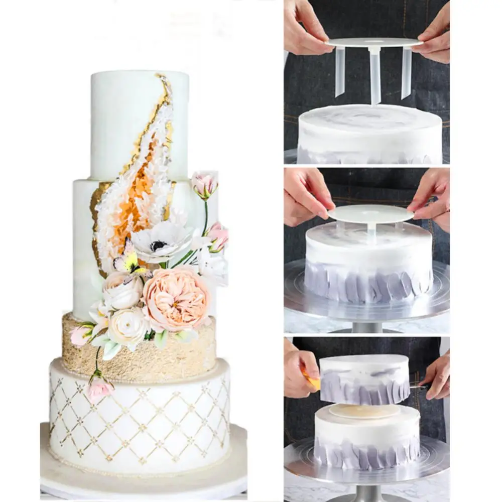 Multi-Layer Cake Tier Support Cake Dowel Rod Set 3Pcs Sticks With 1Pc Cake Separator Plate For Tiered Cake Construction Stacking