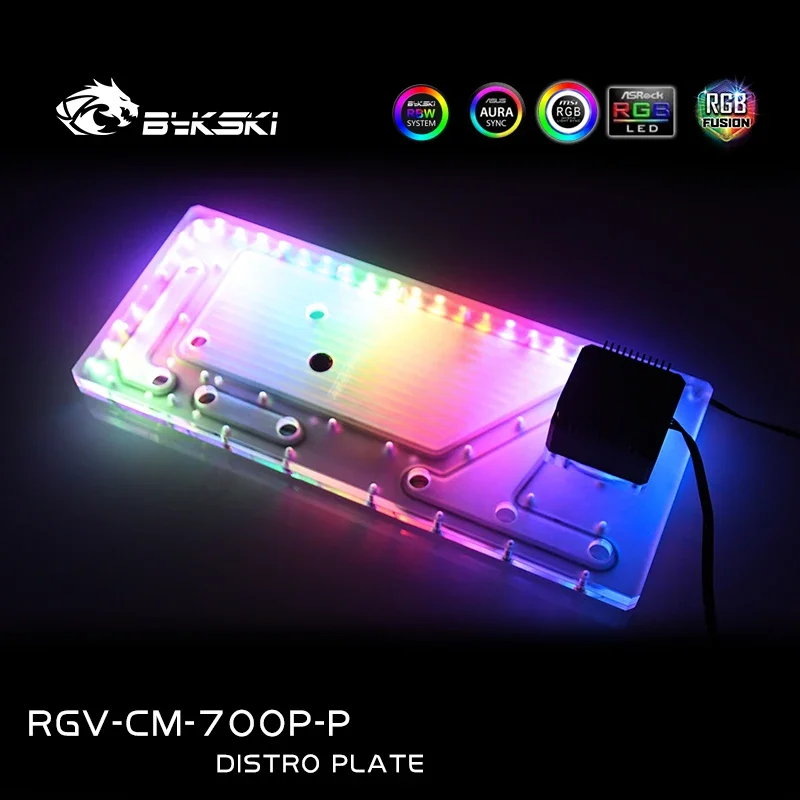 BYKSKI RGV-CM-700P-P Placa Acrílica Solução de Canal de Água para Cooler Master C700P Caixa de Computador para CPU e Bloco GPU