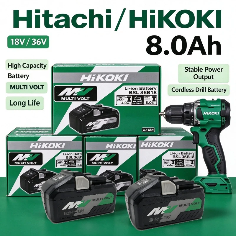 HiKOKI Original 18V/36V 8.0Ah Rechargeable MultiVolt Battery BSL36A18 BSL1860 BSL1850 BSL1830 For Rotary Cordless Hammer Drill