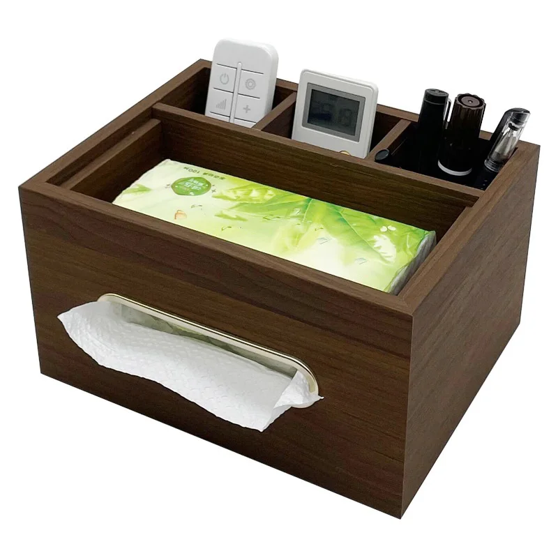 Spot black walnut wood tissue storage box napkins+remote multifunctional storage tray luxury.