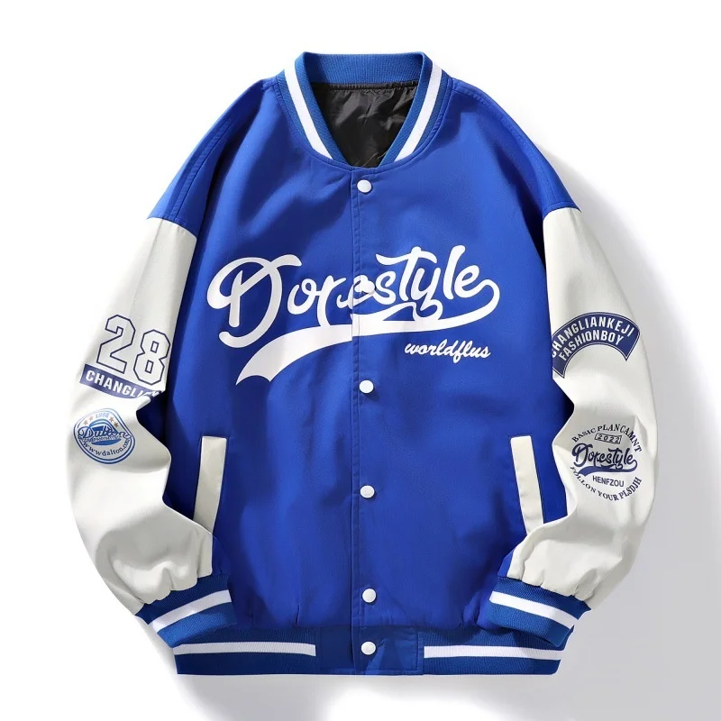 2023 Jacket Men's New Spring and Autumn Stand-up Collar Teen Couple Outfit American Baseball Uniform Trendy Brand Casual Coats