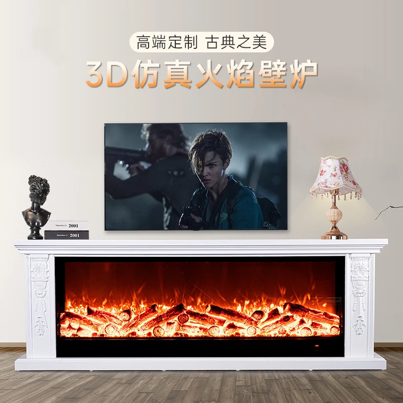 

The product can be customized.European fireplace decoration cabinet French simple living room TV cabinet simulation flame