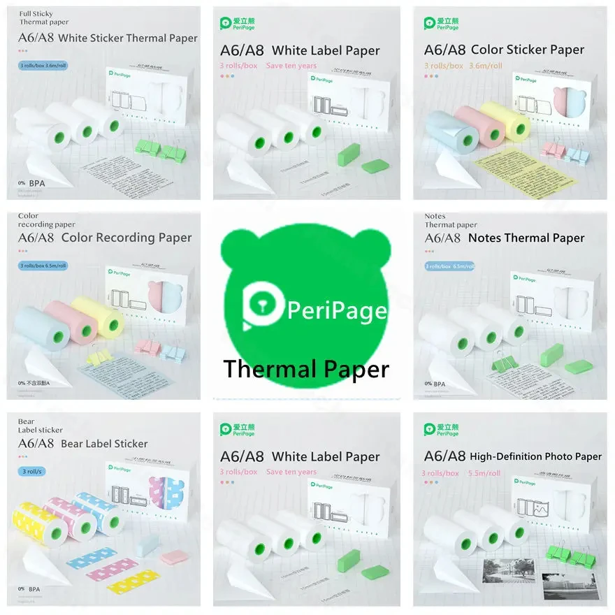 Peripage papel térmico autoadhesivo para impresora Poooli Papeang, adhesivo imprimible, impresión clara, papel de etiqueta, foto de teléfono