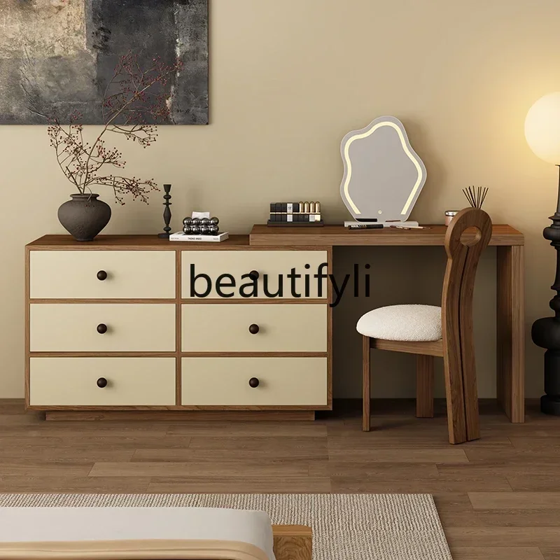 54Light retro solid wood dresser, new modern simple bedroom makeup table, chest of drawers, and integrated bedside cabinetSSS