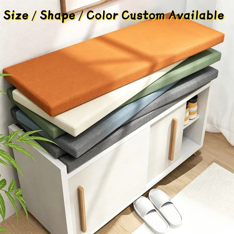 Custom Chair Seat Pads Windowsills Cushion Pads Linen Bench Cushions with Non-Slip Bottom for Home Garden Bay Window Mats Swings