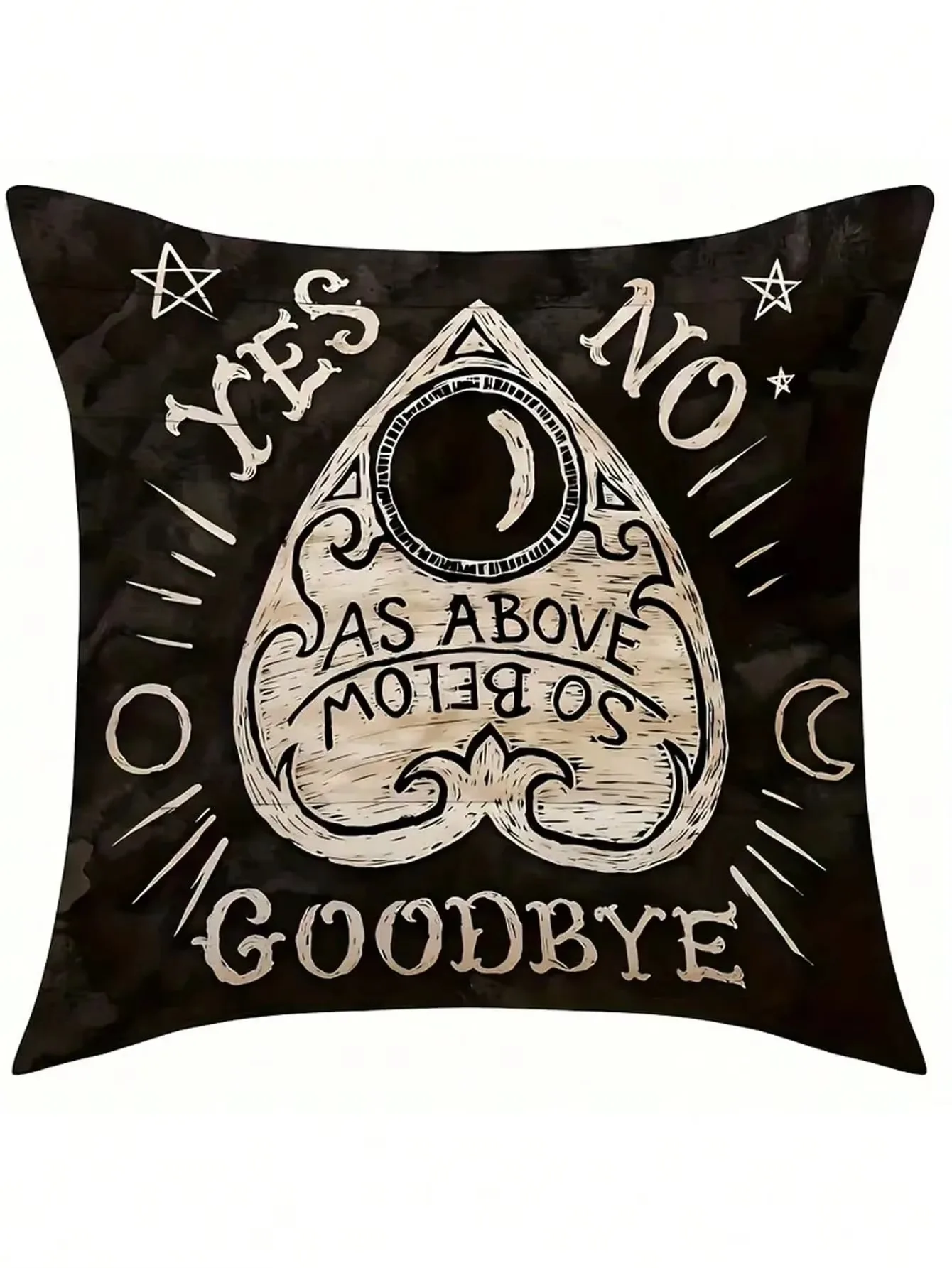 Double Sided Mystic Skull Pillow Cover, Black Cat Tarot 2D Polyester Print Cushion for Home Sofa Gothic Bedroom Decor