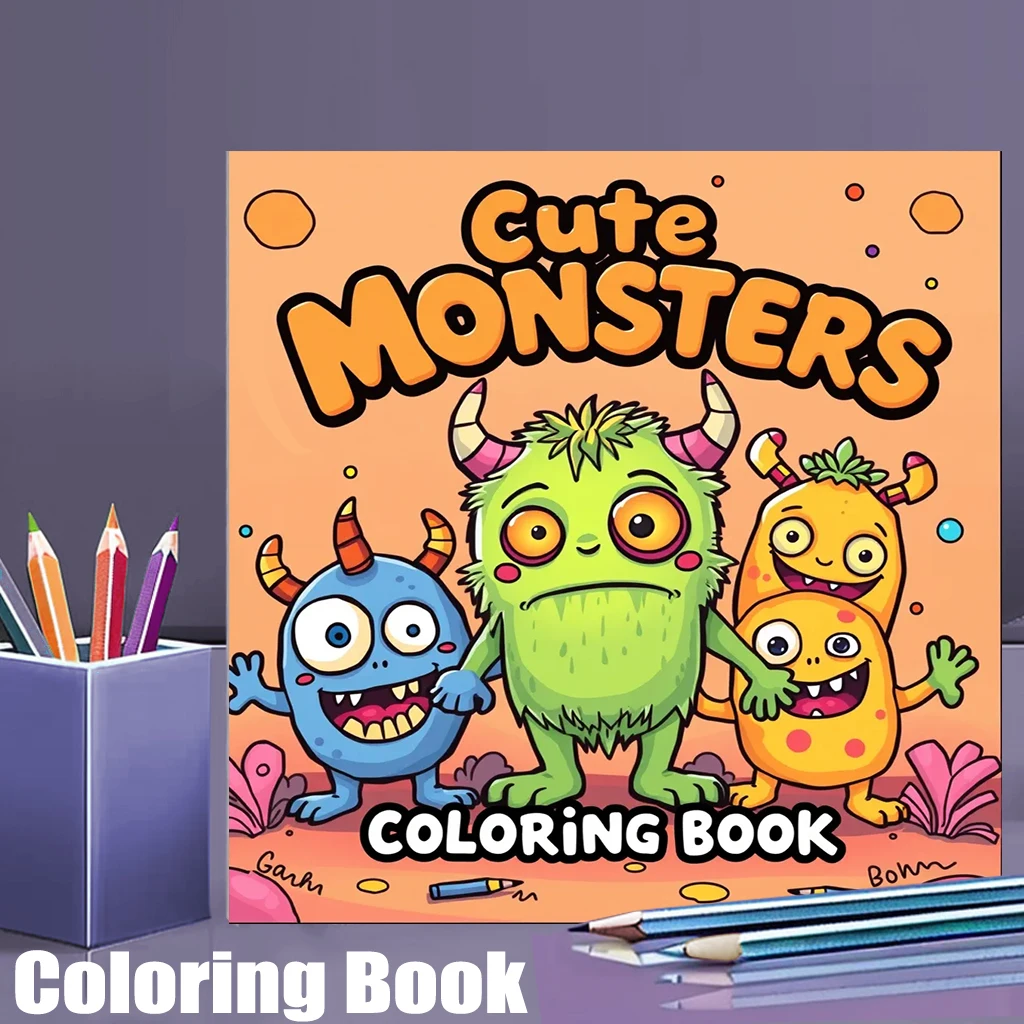 28 Pages Original Cute Monsters Coloring Book for Adult | Colouring Book Drawing Supplies for Christmas, Thanksgiving, Halloween