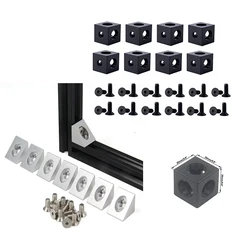 8pcs/pack Aluminum Profile 2020 Series Block Cube Bracket Cube Three Way Connector 90 Degree Aluminum Extrusion Cube 3D Printer