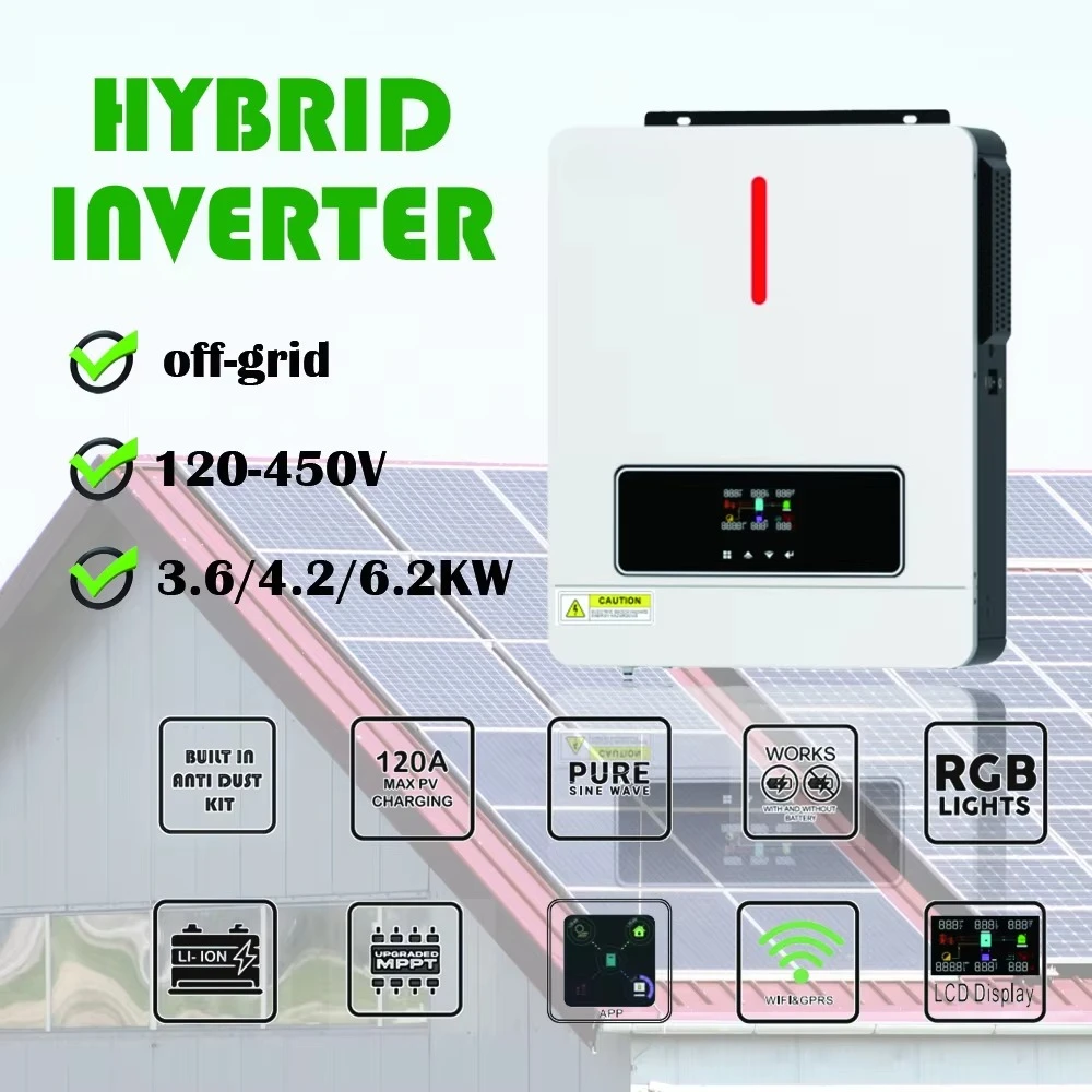 

99% High Efficiency MPPT 220V 24V 48V Hybrid Solar Inverter 3kw 4.2kw 6.2kw 8.2kw 10kw Pure Sine Wave for Home Battery