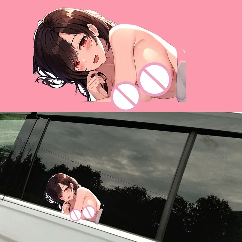 EARLFAMILY 13cm x 12.8cm Anime Girl Chest Waifu NSFW Decal Vinyl Succubus Styling Car Stickers Amusing Camper Auto Graphics