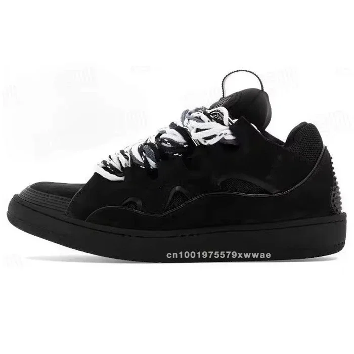 Heren Dames Chunky Lace-Up Skate Sneakers, Casual schoenen met dikke zool, Mode-sneakers met gevlochten veters voor dagelijks gebruik, Streetwear