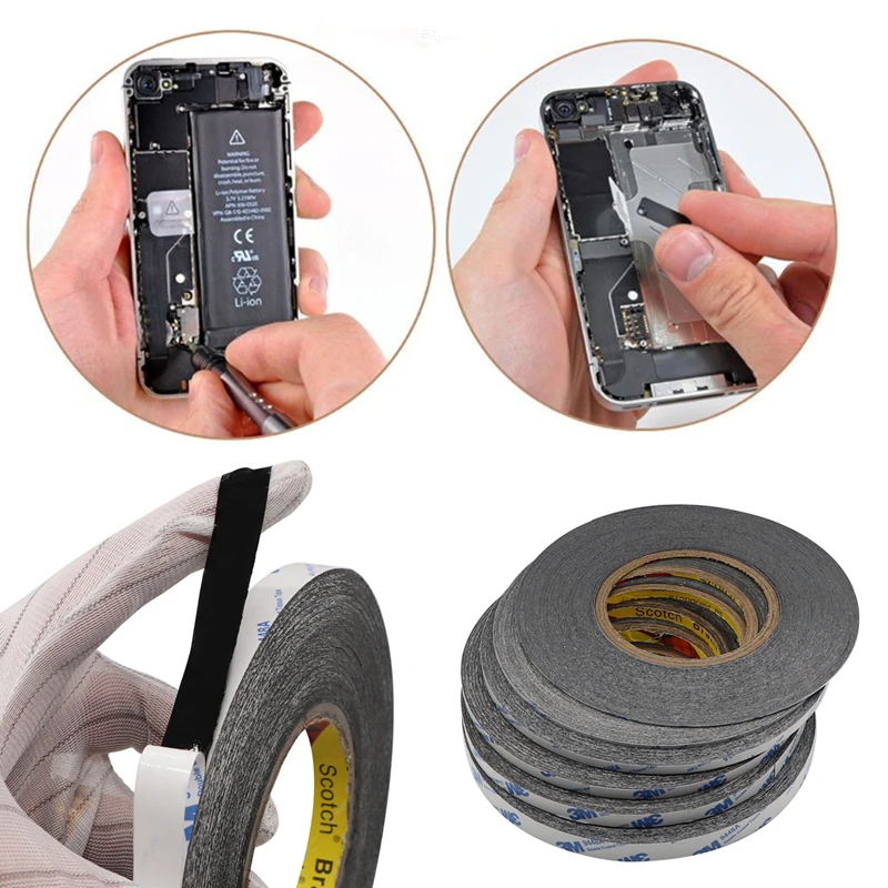 3M Double Sided Adhesive Black Sticker 1/2/3/5/8mm Strong Tape for Cellphone LCD Display Repair 50M Length/Roll