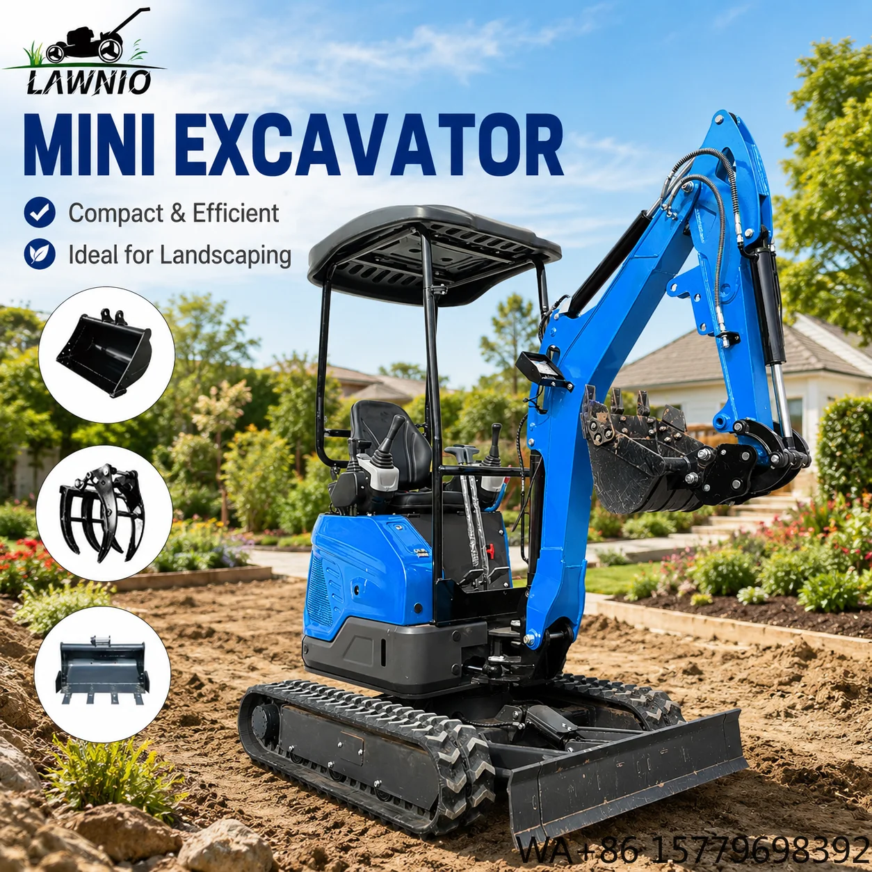 EPA Euro V Mini Excavator  18L Canopy Kubota D722 Rubber Track Farm Garden Work Ready Small Pro Use Mini Excavator
