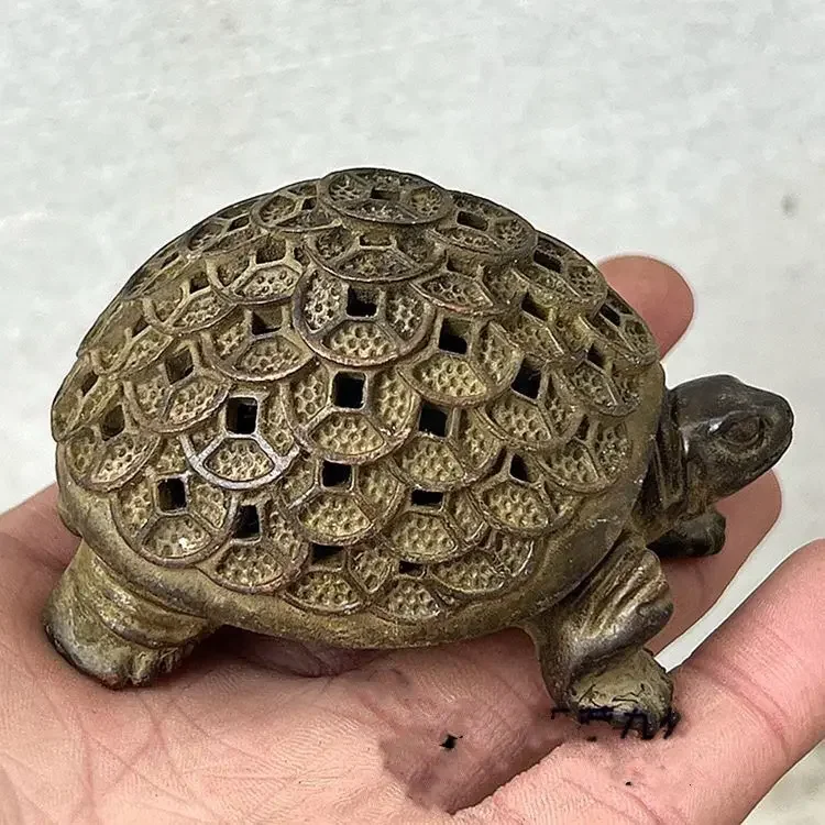 Copper Coin Turtle Aromatherapy Burner Ornament Feng Shui Gossip Copper Nail