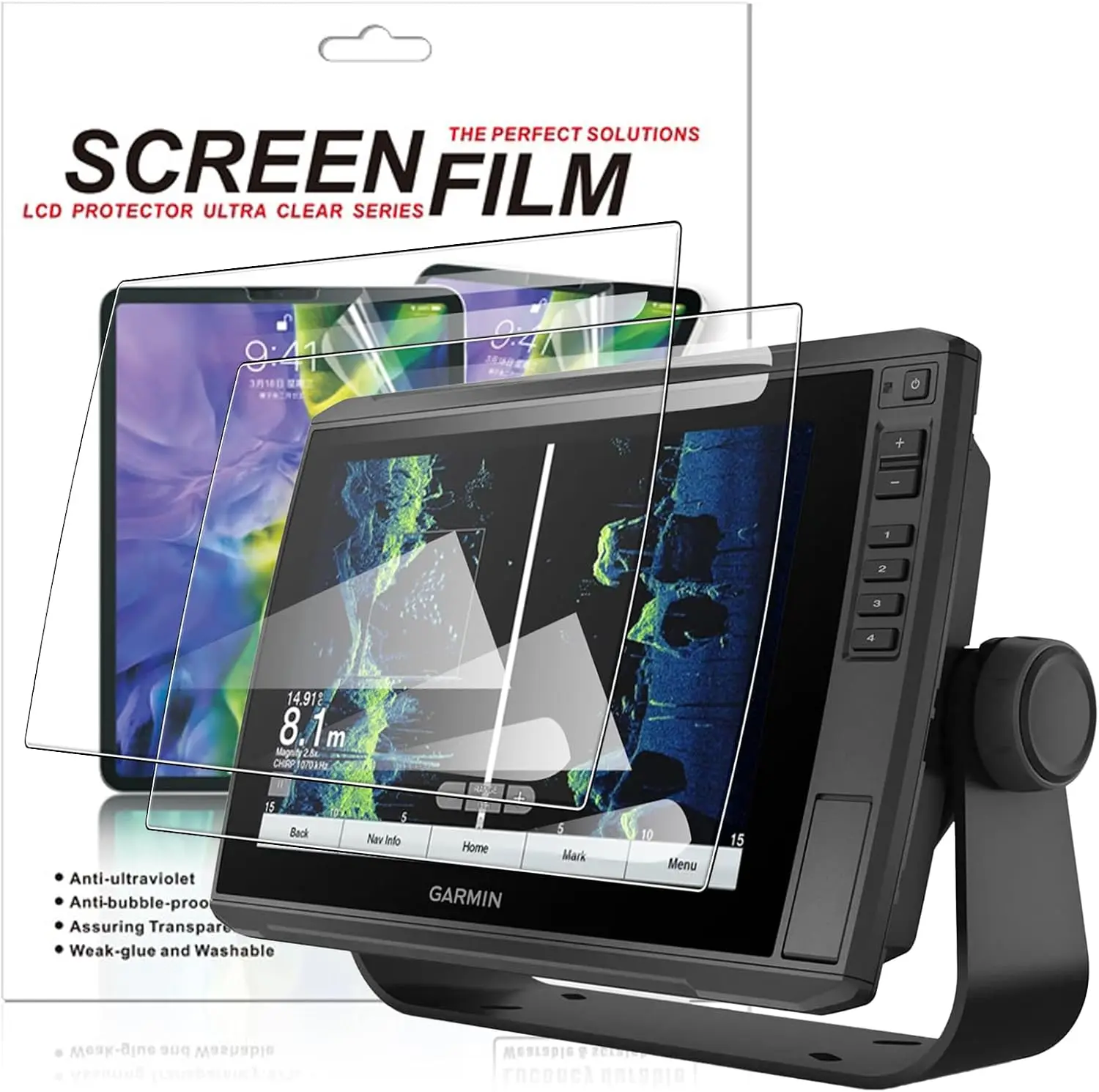 2 Pack Full-Screen Protection Soft TPU Film for Garmin EchoMAP Ultra 102SV/105SV/106SV/EchoMAP Ultra 2 102SV/105SV/106SV 10 Inch