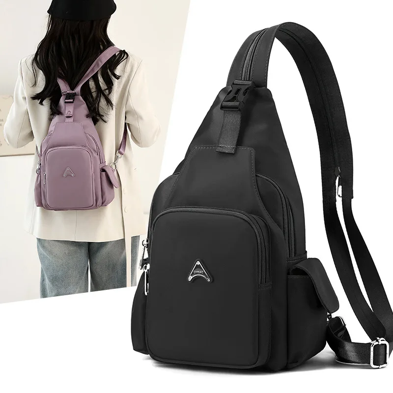 Multifunktion ale Frauen Rucksack trend ige vielseitige Brusttaschen Schulter handtasche modische wasserdichte Nylon Stoffbeutel