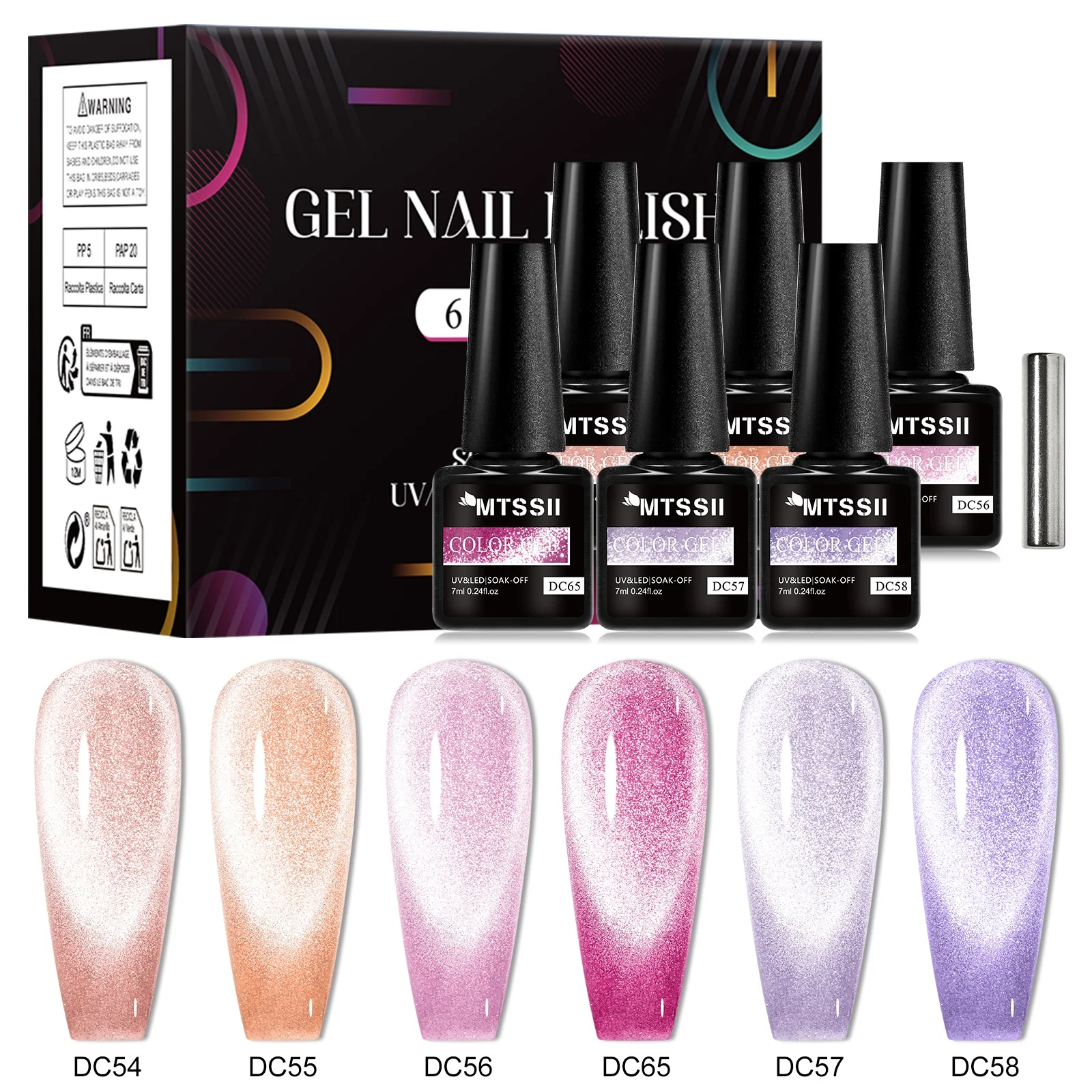 7 قطعة ضوء الثلج القط المغناطيسي هلام مسمار مجموعة طلاء الأظافر إثارة بريق شبه دائم نقع قبالة الأشعة فوق البنفسجية هلام الورنيش مستلزمات الأظافر مانيكير