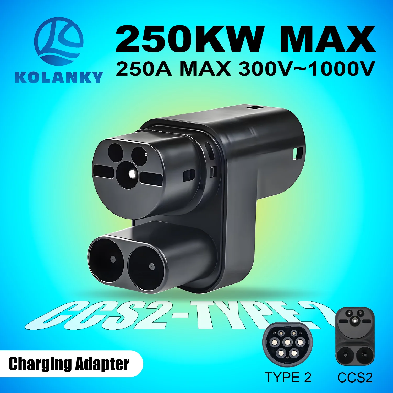 

Адаптер для быстрой зарядки электромобилей Kolanky EV: CCS2 на Type 2, 250А, 75кВт, для зарядки электромобилей в общественных зарядных станциях CCS2