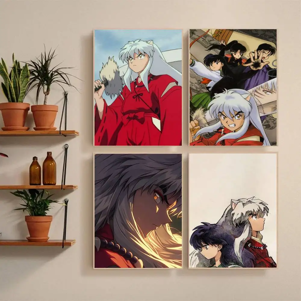 Anime I-Inuyasha  Poster Self-adhesive Art Waterproof Paper Sticker Coffee House Bar Room Wall Decor