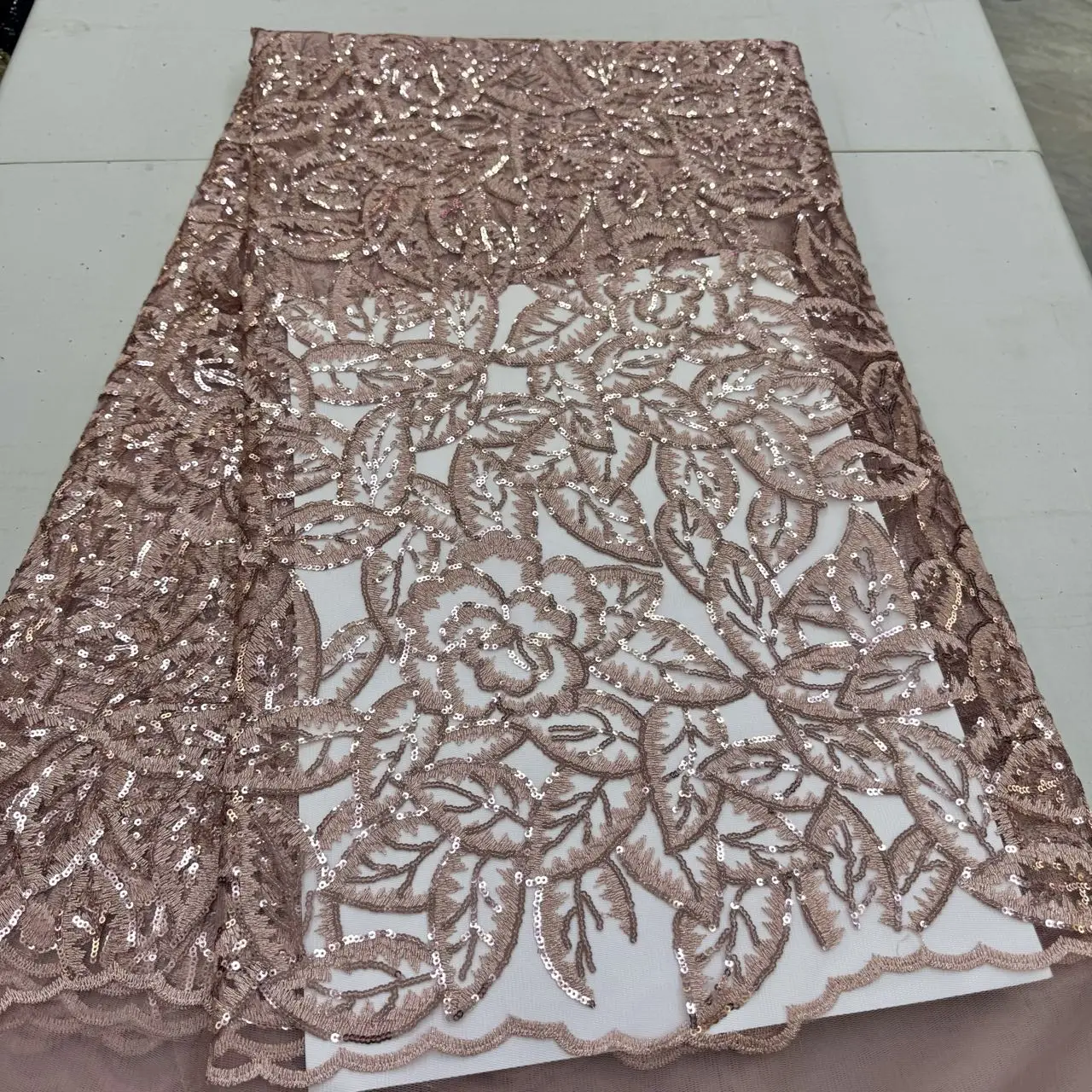 

2026 African Nigerian High-Quality Tulle Lace Fabric Sequins for Prom Dresses Beads Embroidery Net Cloth Sewing JY504 5Yard