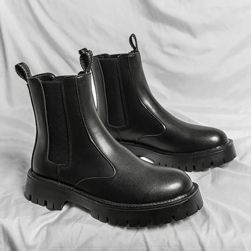Men's Versatile Casual British Style Heightening Chelsea Boots, Paired with Trendy and Simple Ankle Boots for Outerwear.