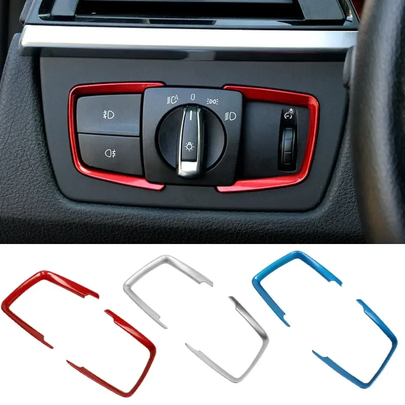 2 Pcs ABS Headlight Switch Frame Trim Adjustment Sticker For BMW F30 F31 F32 F34 3 4