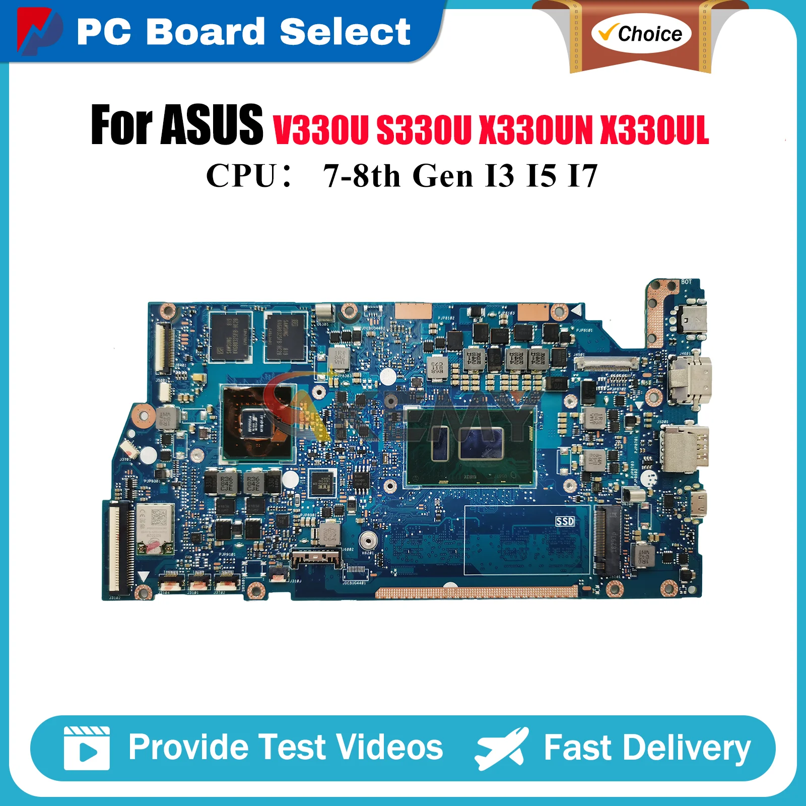 

X330UN Laptop Motherboard For ASUS VivoBook X330U R330U ADOL13U X330UF S330U V330U I330U X330UL K330U Mainboard W/ I3 I5 I7 CPU