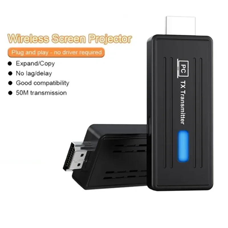 

Беспроводной HDMI-совместимый видеопередатчик-приемник 50 м, 5.8G, 1080P, удлинитель дисплея, донгл для ТВ-приставки, монитора, проектора, ПК