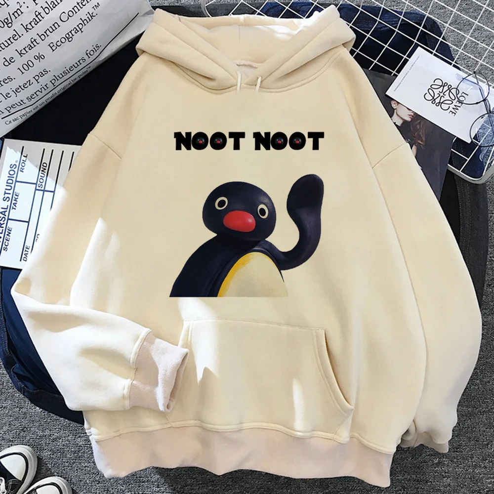 Pingu hoodies women vintage harajuku Fleece japanese pulls female long sleeve top Hood