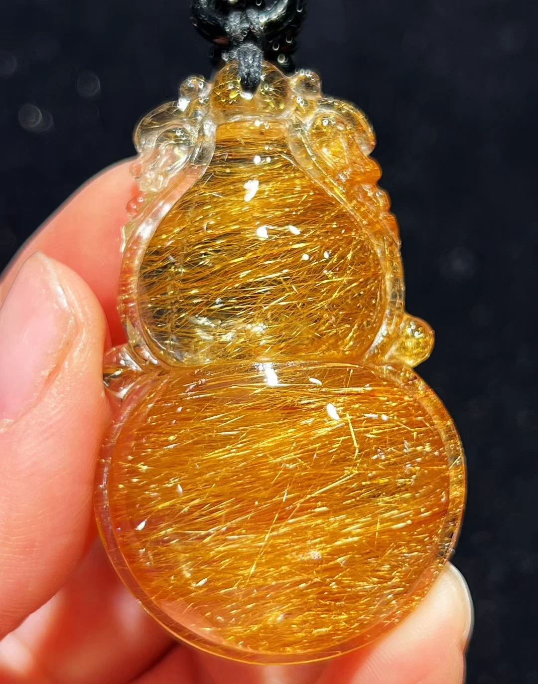 Natural Copper Rutilated Quartz Pendant Jewelry 53.32.12mm Gourd Men Women Men Rutilated Quartz Brazil AAAAAAA