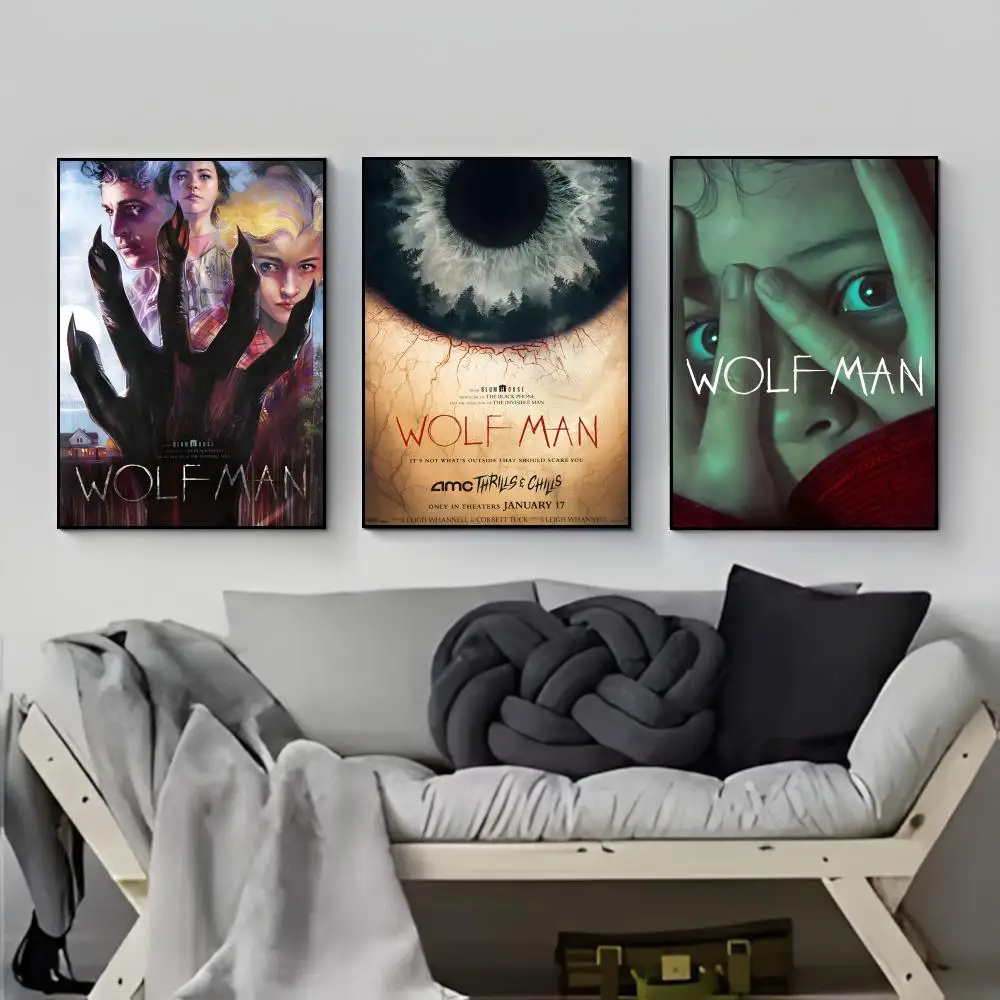 Vintage Thrilling American Movie W-Wolf M-Man Poster Poster HD  Waterproof Wall Sticker Bar Living Room Decor Gift
