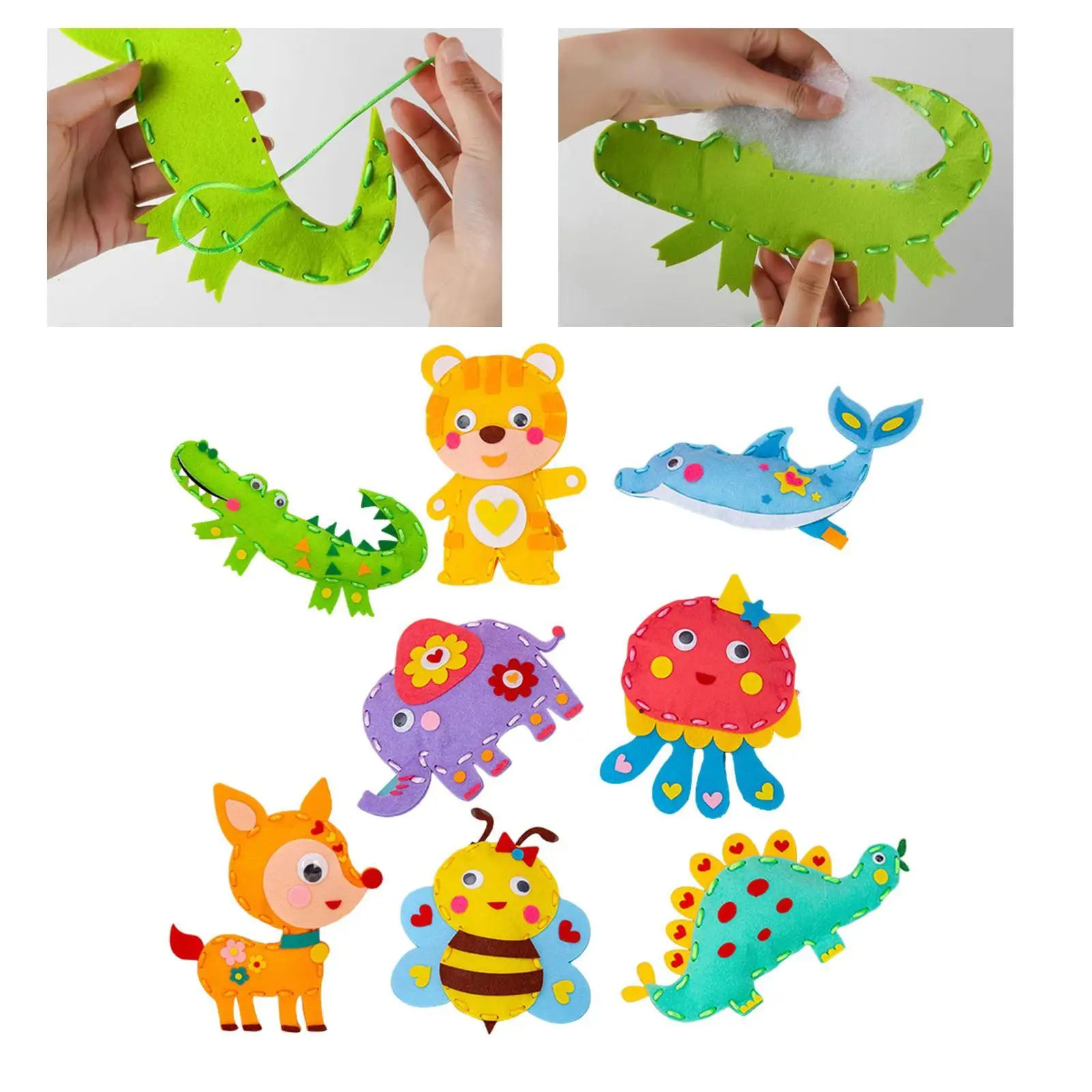 8x DIY Sewing Kit Cartoon Kids Sewing Crafts for Preschool Classroom Nursery