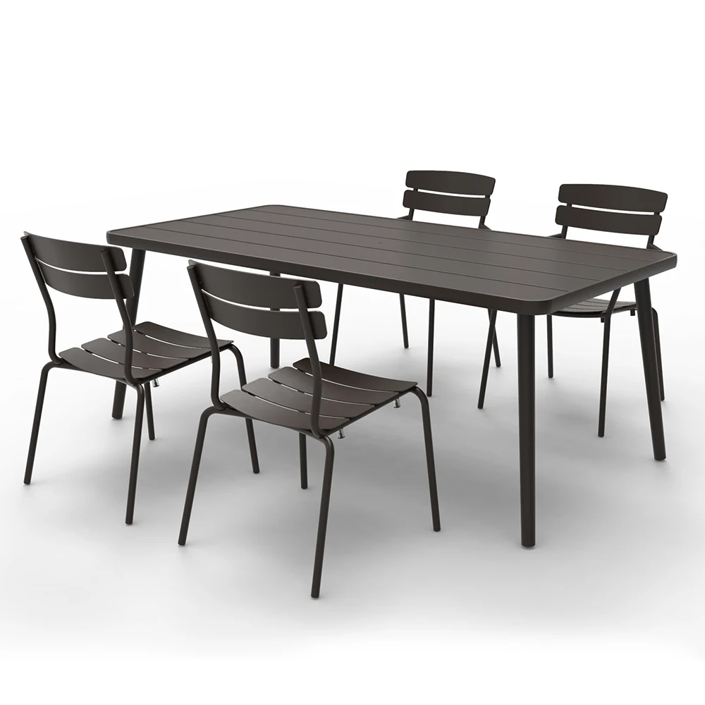 UV Protection Coating All-Weather Resistant Restaurant Dining Table Outdoor Aluminum Garden Table Furniture Custom For Outside