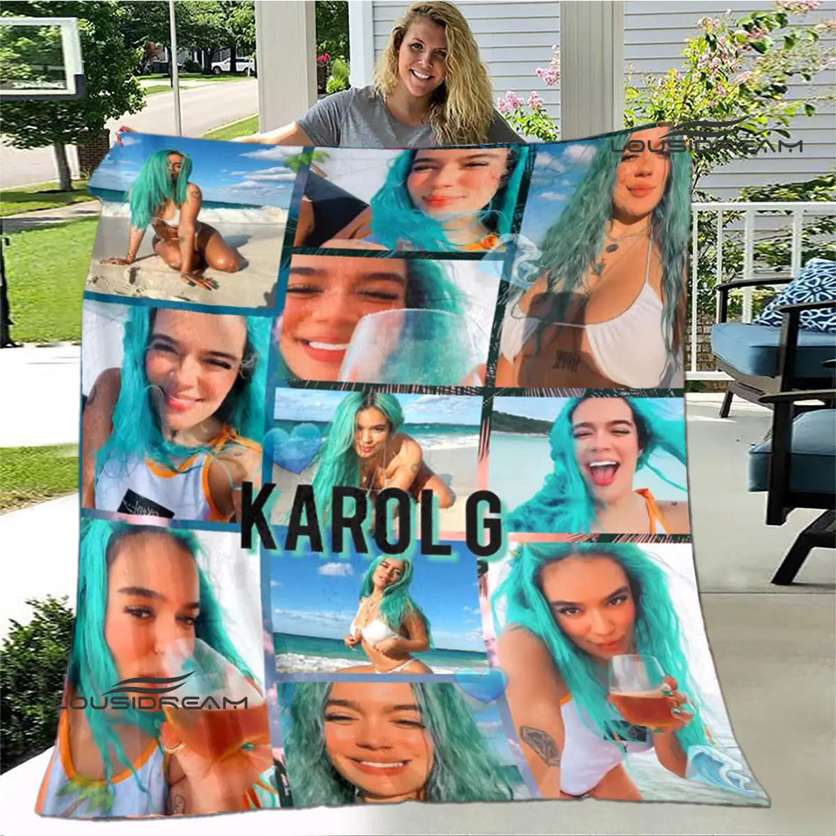 Karol G Retro Printed blanket Flange warm blanket bed linings Picnic blankets Home travel blanket Birthday Gift